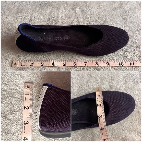Rothy's The Square Knit Ballet Flat Heel Stripe Navy Blue Sz 10.5 - Picture 13 of 13